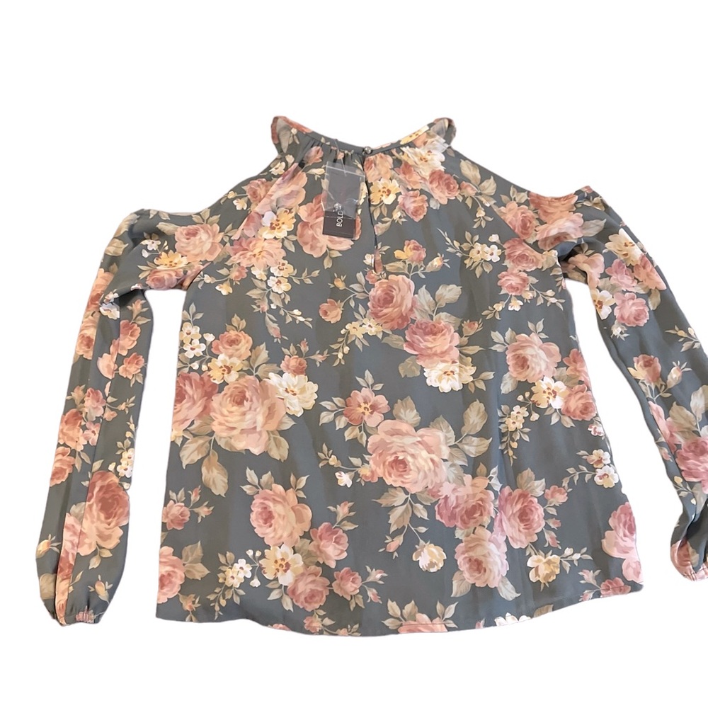 NWT BOLD Elements Cold Shoulder Peek a Boo Blouse Sz S - Picture 7 of 7
